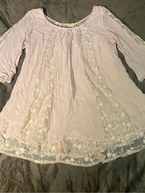 Magnolia Pale Pink Lace-Inset Tunic Top - Women's
